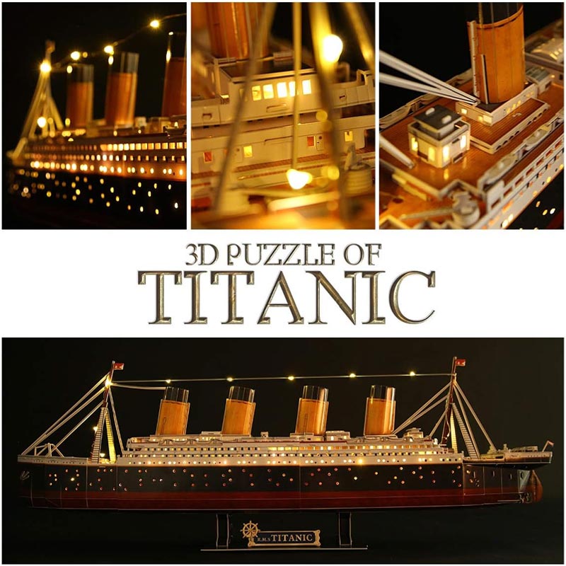 Titanic LED armable Puzzle 3D Cubicfun 266 Piezas 88cm