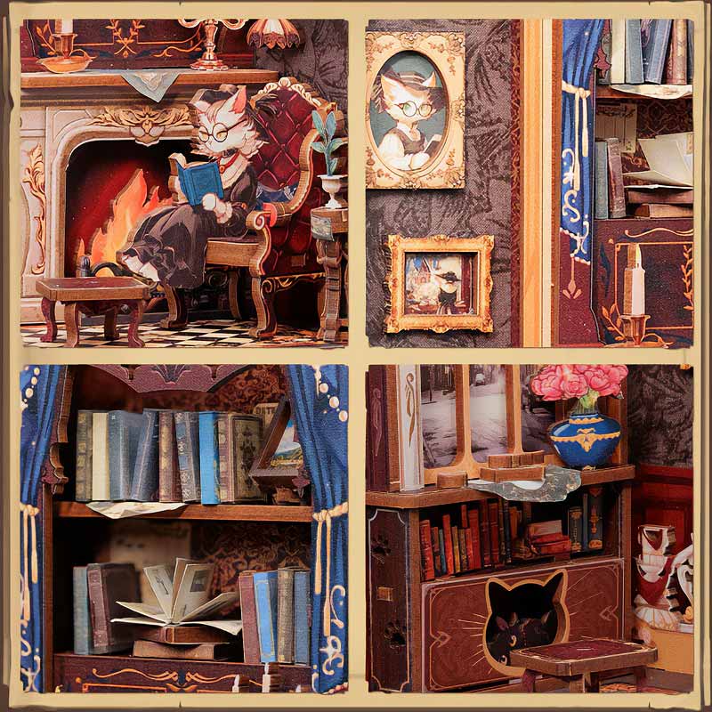 Count Cat's Study Booknook Cutebee