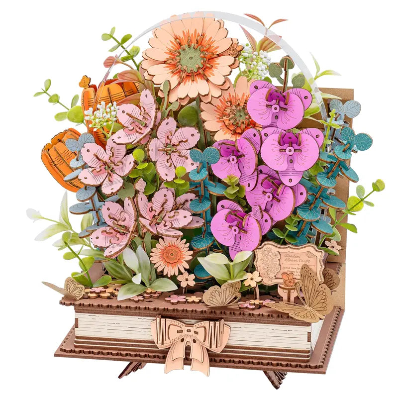 Flores de Madera Armable Wooden Blooming Book Rolife TW04H