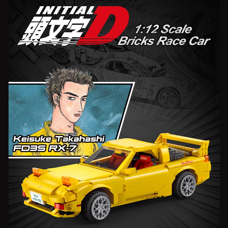 Initial D Mazda RX-7 FD35 Armable 1655 Piezas Escala 1:12.5