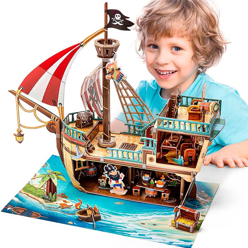 Barco Pirata Barba Negra armable Rompecabezas 3D Cubicfun