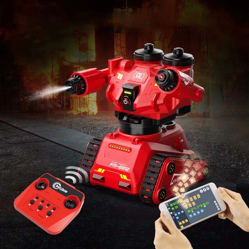 Robot Bombero Lanza Agua Luz LED Radio Control Dual