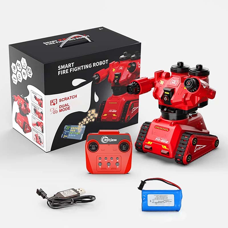 Robot Bombero Lanza Agua Luz LED Radio Control Dual