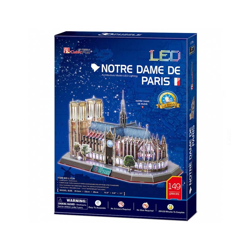 Notre Dame Luces LED Rompecabezas 3D Cubicfun Puzzle 3D