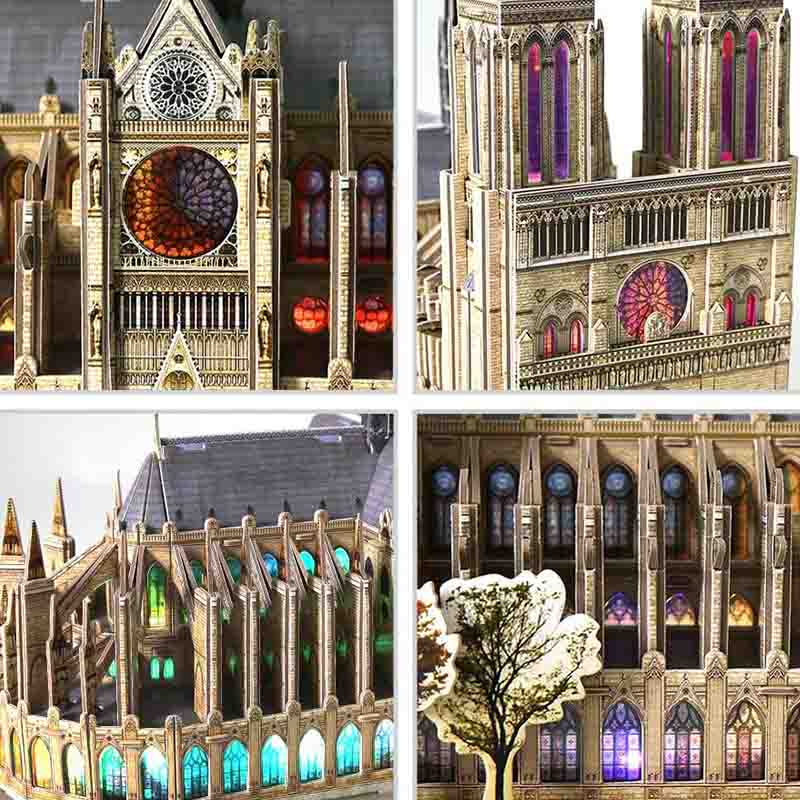 Notre Dame Luces LED Rompecabezas 3D Cubicfun Puzzle 3D