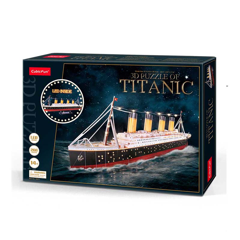 Titanic LED armable Puzzle 3D Cubicfun 266 Piezas 88cm