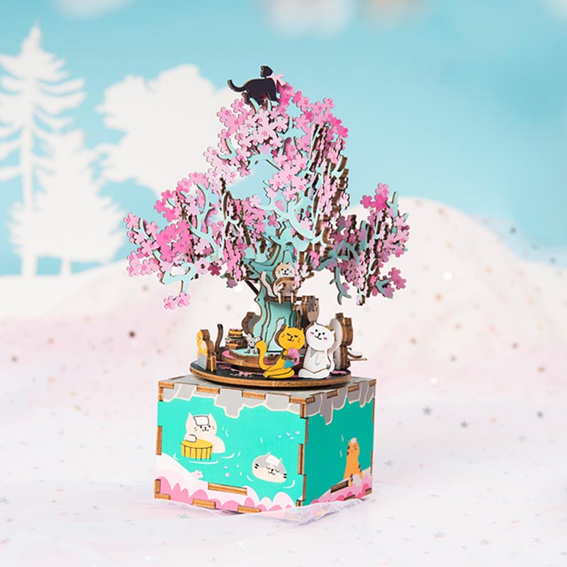 Arbol de Gatos Cerezo Florido STEM Caja Musical Robotime