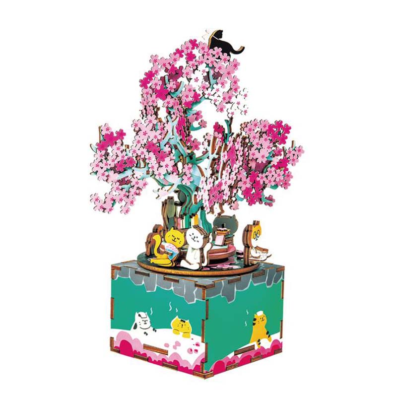 Arbol de Gatos Cerezo Florido STEM Caja Musical Robotime