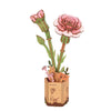 Clavel rosa Pink Carnation Flor de Madera