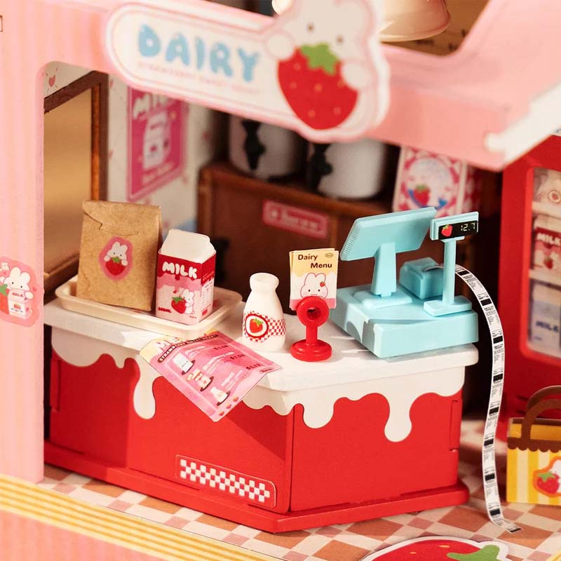 Strawberry Milk Box maqueta miniatura puzzle 3D ROBOTIME