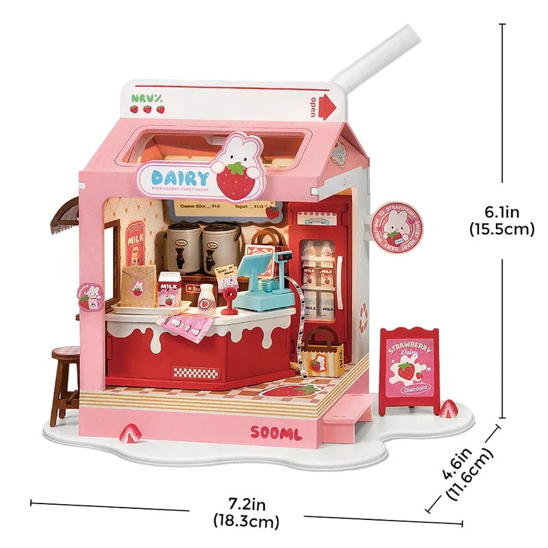 Strawberry Milk Box maqueta miniatura puzzle 3D ROBOTIME