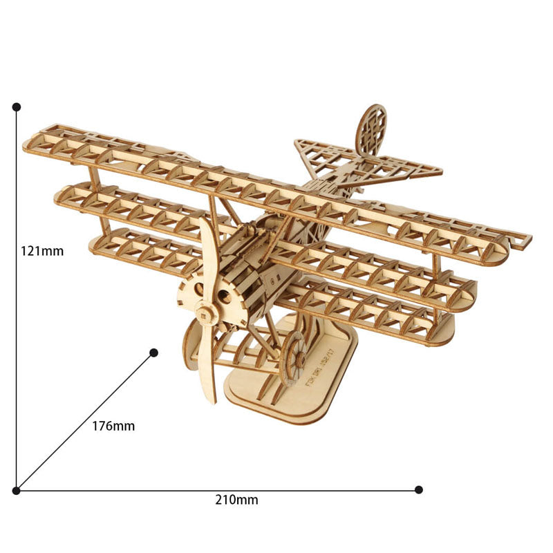 Avión Armable de Madera Triplano Baron Rojo Puzzle 3D