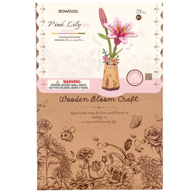 PREVENTA Lirio Rosada Pink Lily Flor de Madera