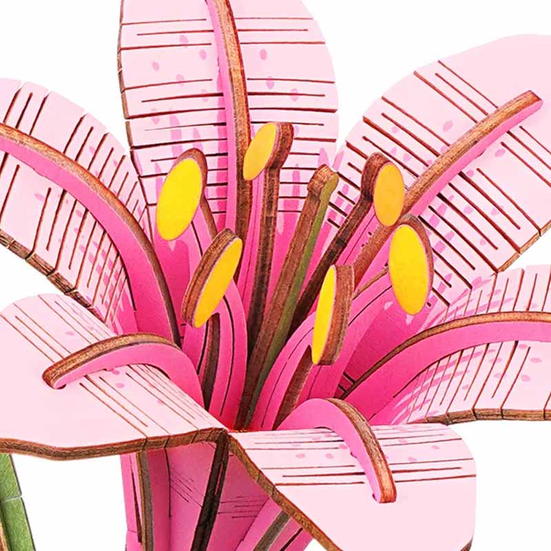 Lirio Rosada Pink Lily Flor de Madera