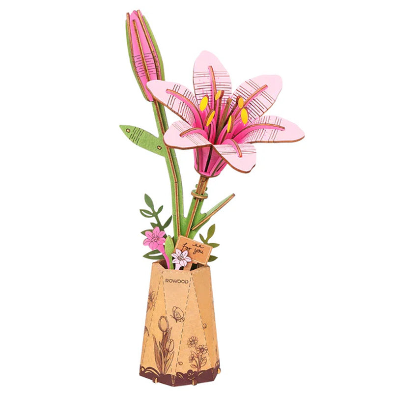 Lirio Rosada Pink Lily Flor de Madera