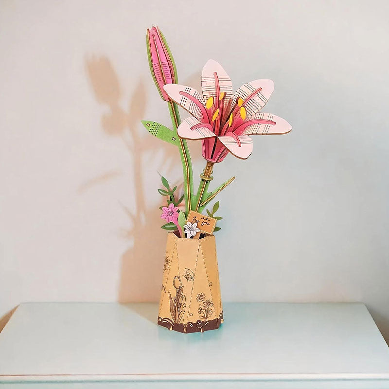 Lirio Rosada Pink Lily Flor de Madera