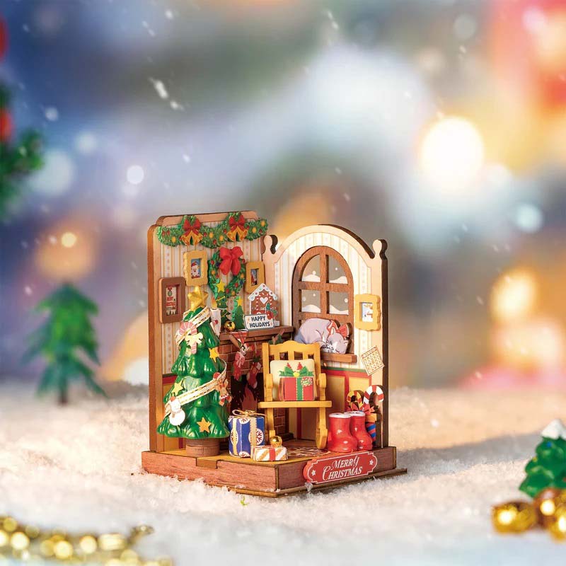 Christmas Fireplace miniatura armable Robotime