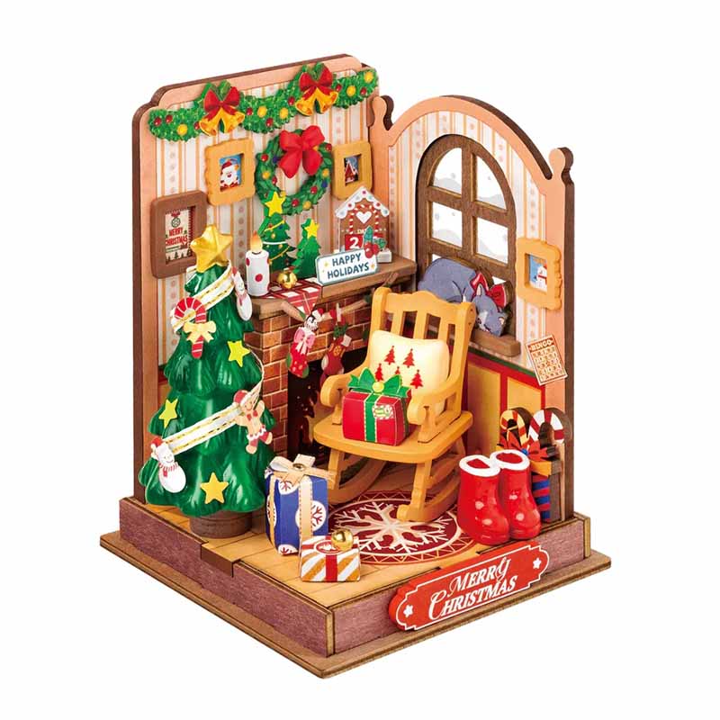 Christmas Fireplace miniatura armable Robotime