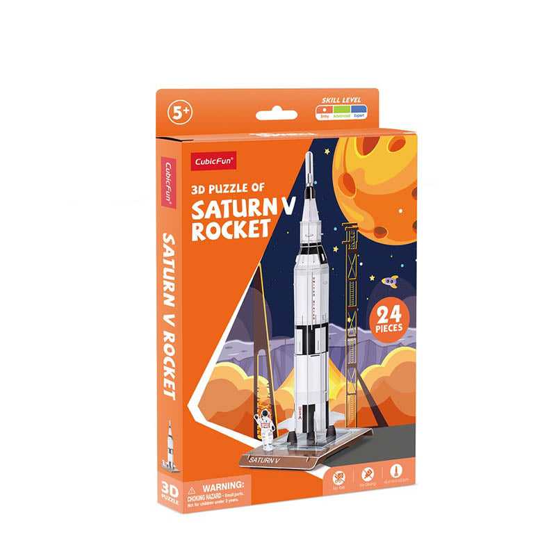 Cohete Saturno V Armable Cubicfun 24 Piezas