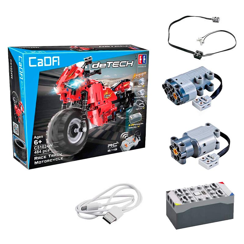Moto Deportiva Radio Control Armable 484 Piezas Luces LED