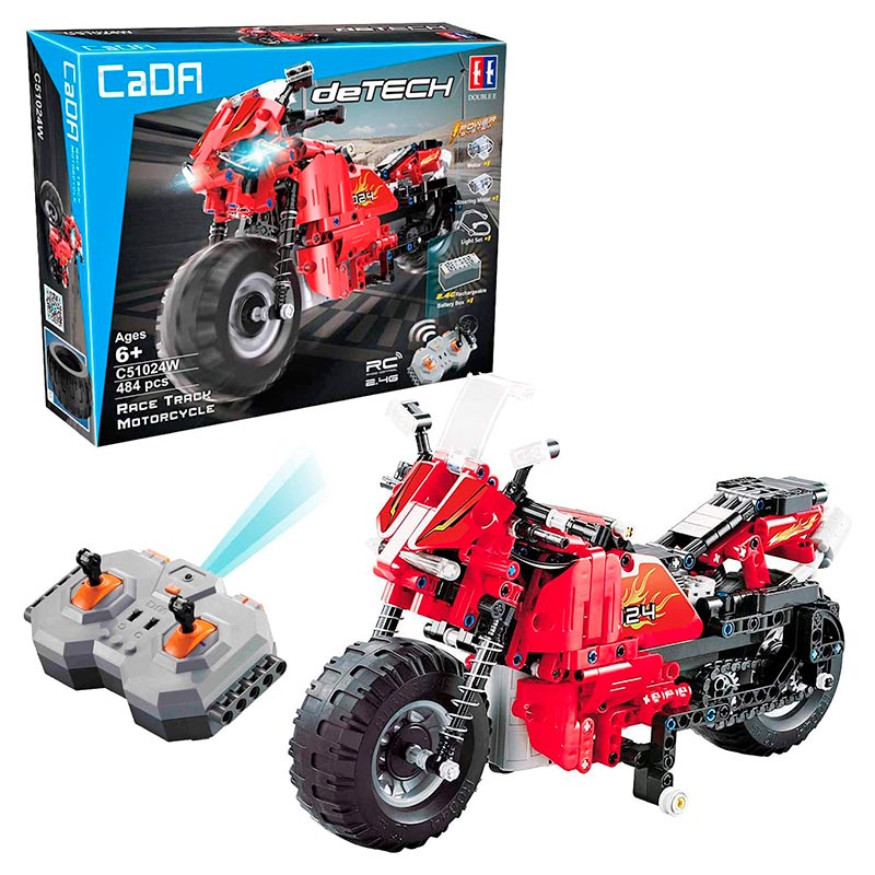 Moto Deportiva Radio Control Armable 484 Piezas Luces LED