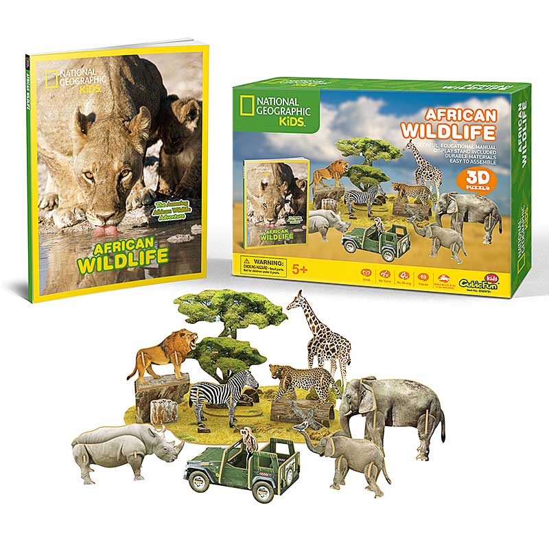 Animales de Africa Diorama Armable Natgeo Cubicfun