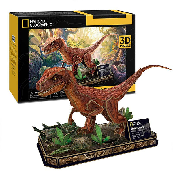 Velociraptor Armable Puzzle 3D 63 Piezas Cubicfun Natgeo