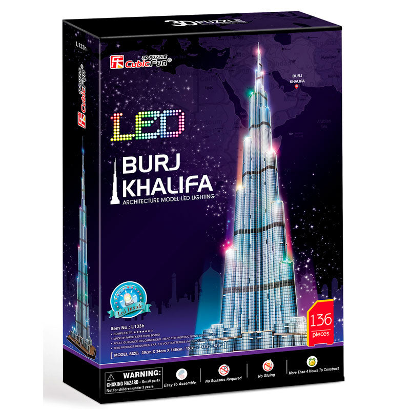 Burj Khalifa Luces LED Rompecabezas 3D Cubicfun Puzzle 3D