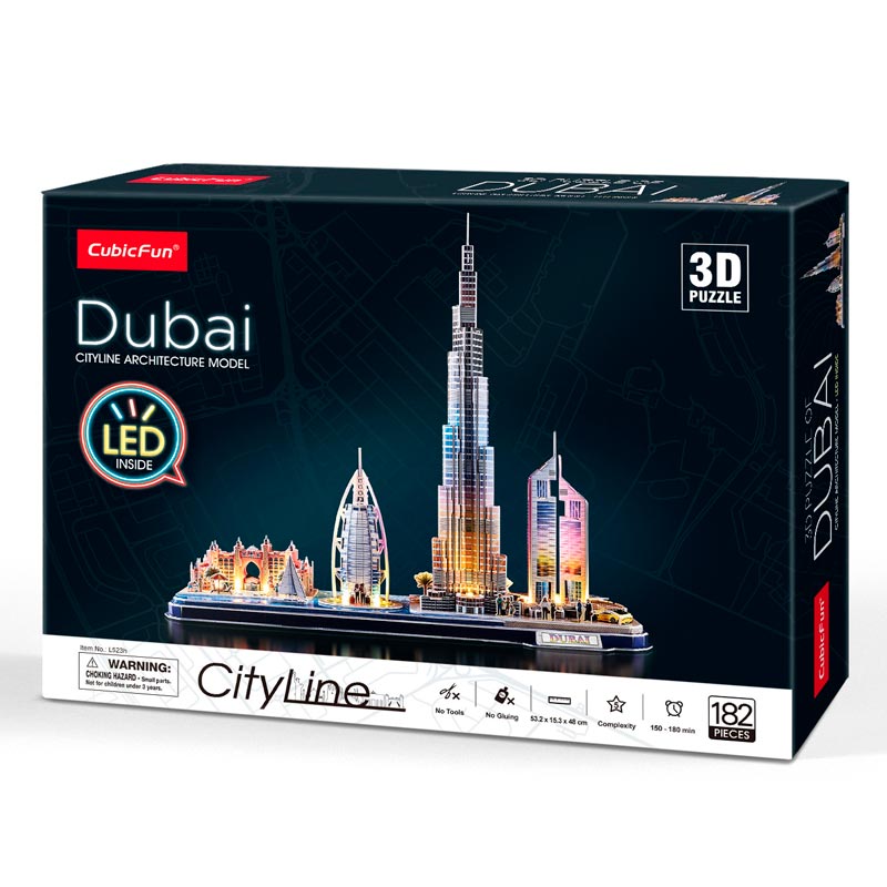 LED Dubai City Line Rompecabezas 3D Cubicfun Puzzle 3D