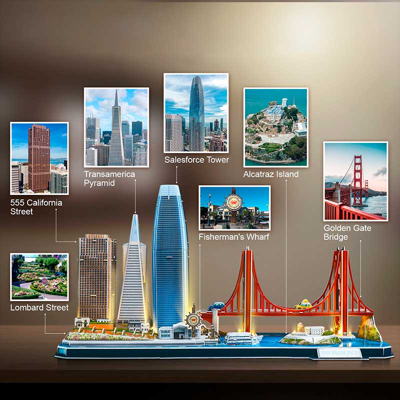 LED San Francisco City Line USA Rompecabezas 3D Cubicfun