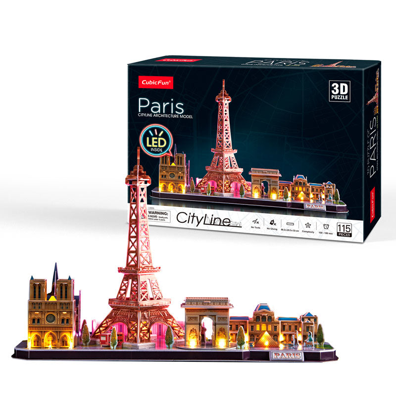LED Paris City Line Francia Rompecabezas 3D Cubicfun