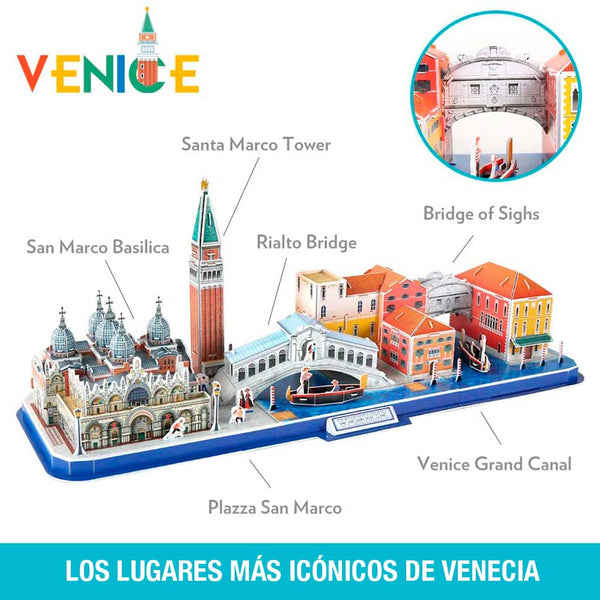Venecia City Line Italia Rompecabezas 3D Cubicfun Puzzle 3D