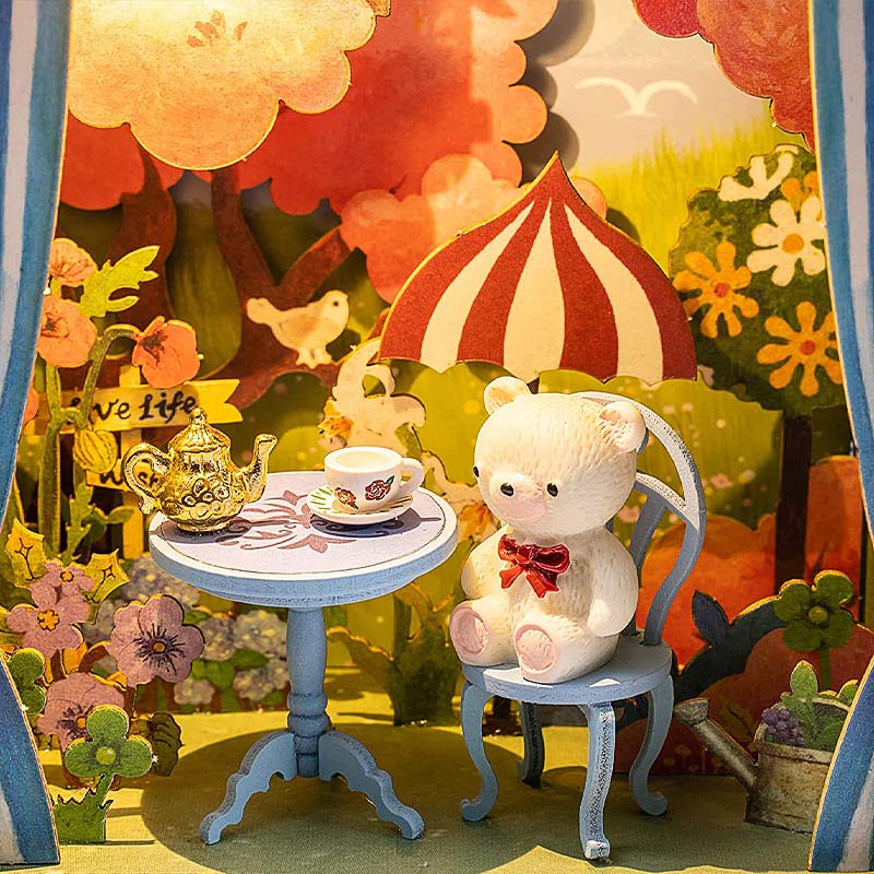 Mini Teatro Bear's Sweetie Miniatura LED Armable con Gaveta