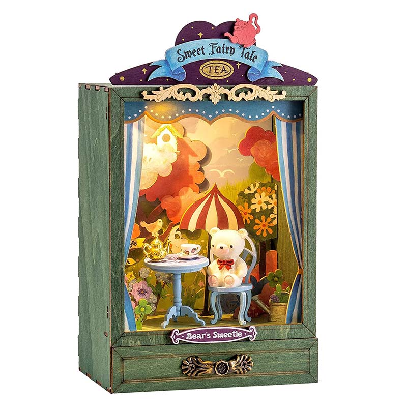 Mini Teatro Bear's Sweetie Miniatura LED Armable con Gaveta