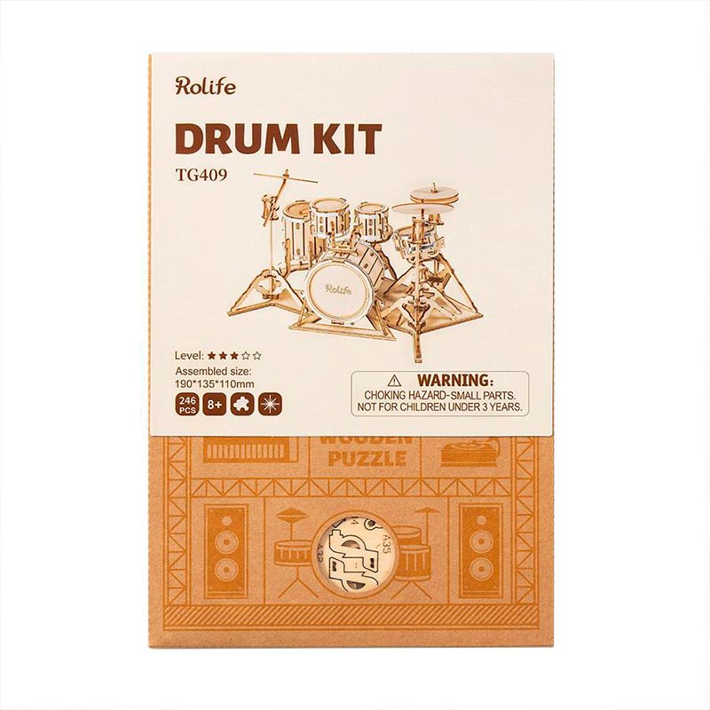 Bateria de madera armable Puzzle 3D de 246 Piezas Robotime